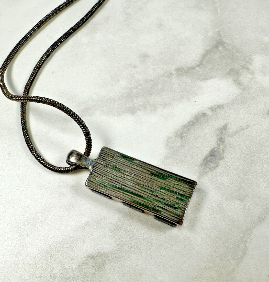 Silver Tone Luminous Abalone Rectangular Bars & 2… - image 3