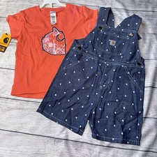 Carhartt Toddler Girls Chambray Shortall Outfit Set NEW A2