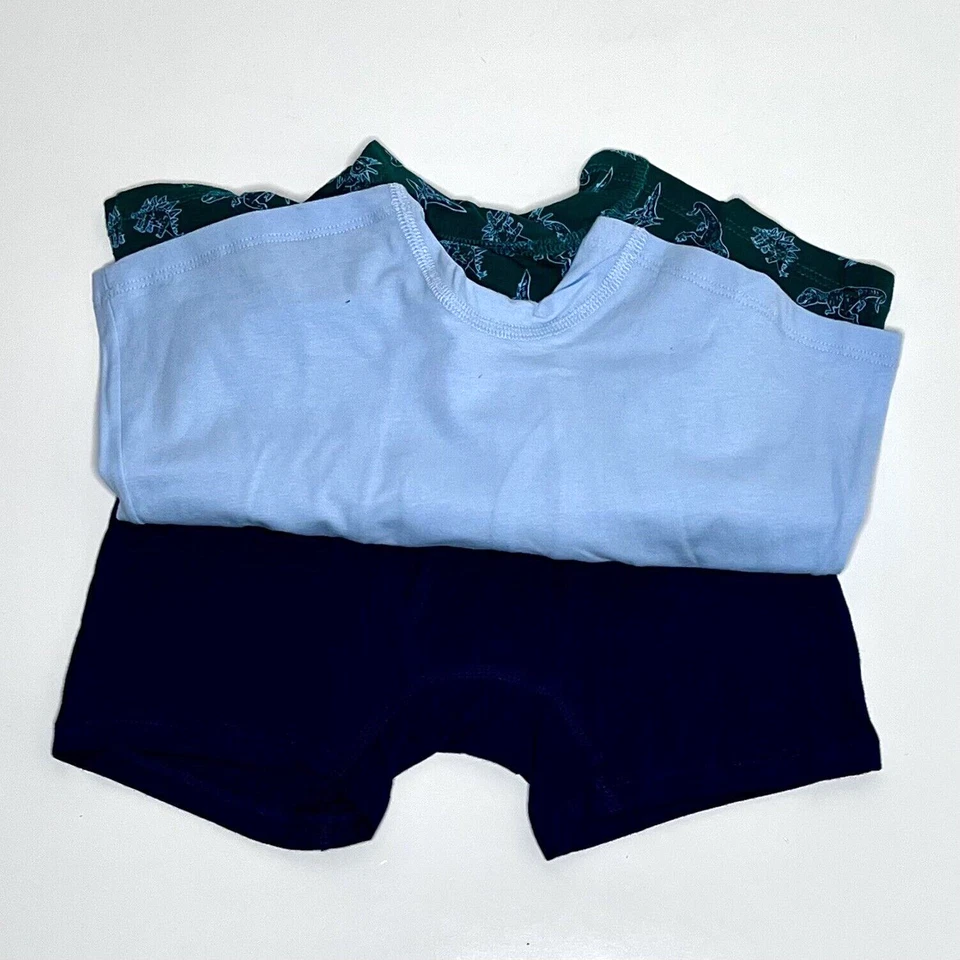 Paquete de 3 calzoncillos boxer de algodón Gap Kids dinosaurios/niños sólidos 8 (M) azul verde Foto 4 de 4