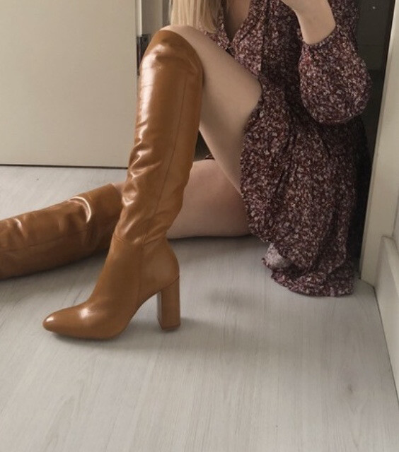 Zara Brown Tan Leather Over / On Knee High Leg Heel Boots UK Zara Brown Tan Leather Over / On Knee High Leg Heel Boots UK