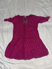 Little Girls Lucky Brand LARGE fuchsia Polka Dot 3/4 Sleeve Dress