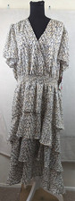Vince Camuto Dress sz XL Sleigh All Day layered ruffles metallic print maxi 0300