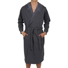 Men's Cotton Hooded Robe-Bathrobe-Thick  Sweatshirt Style Fabric  USA Seller