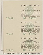 1974 Lake Powell, Arizona Nonresident Fishing License 3MNHOG