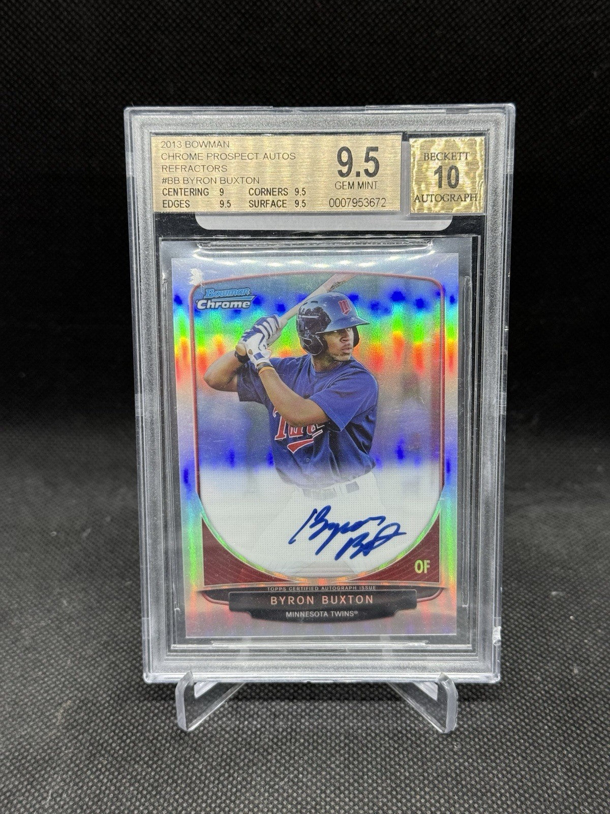 2013 Bowman Chrome Byron Buxton Refractor AUTO #'ed /500 BGS 9.5/10 GEM🔥