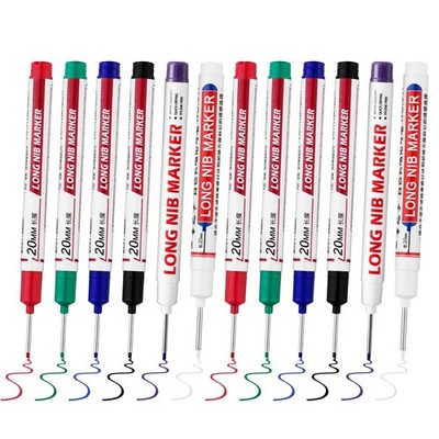 12 PCS Long Head Deep Hole Marker Pens,20mm Long Nib Marker, Longs Nose Marke...