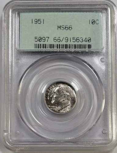 1951 Roosevelt Silver Dime MS66 - PCGS OGH Gen 2.1