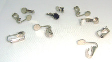 Vtg DIY 5 pair 10pcs EAR CLIP-On EARRING Findings "Silver" Blank 7mm Flat Pad