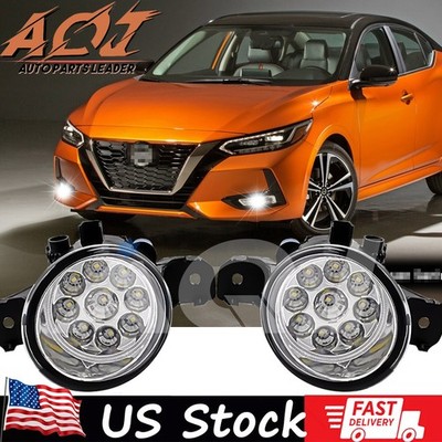 Pair White Bumper LED Fogs Driving Lamps For Nissan Sentra 2006-2019