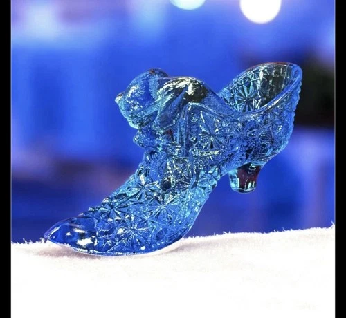 Vintage Fenton Blue Glass Cat Head Shoe Slipper
