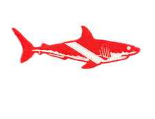 Red Shark Scuba Diving Dive Ocean Sea Boat Patch, Iron On,Sew