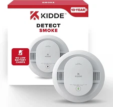 Kidde Smoke Detector 10 Year Battery Powered LED Warning Light Indicators 20SD10