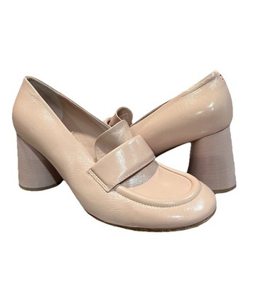 Halmanera Women's Block-Heel Leather Loafers Pastel Pink Sz 8 EUR 39 Pumps Shoes