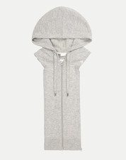 NEW AUTH VERONICA BEARD Merino Wool-Cashmere Hoodie Dickey Grey OS