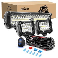 Nilight LED Light Bar 12 Inch 300W Spot Flood Combo 2 Pcs 4 inch 60W LED Pods...