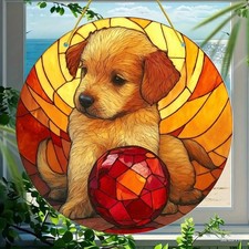 Stained Glass Style Puppy Acrylic Suncatcher Animal Suncatcher Decoration Gift