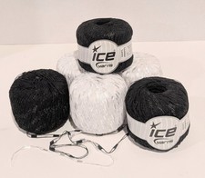 Black  White Ice Trellis Ladder Ribbon Yarn Lot of 6 Rolls