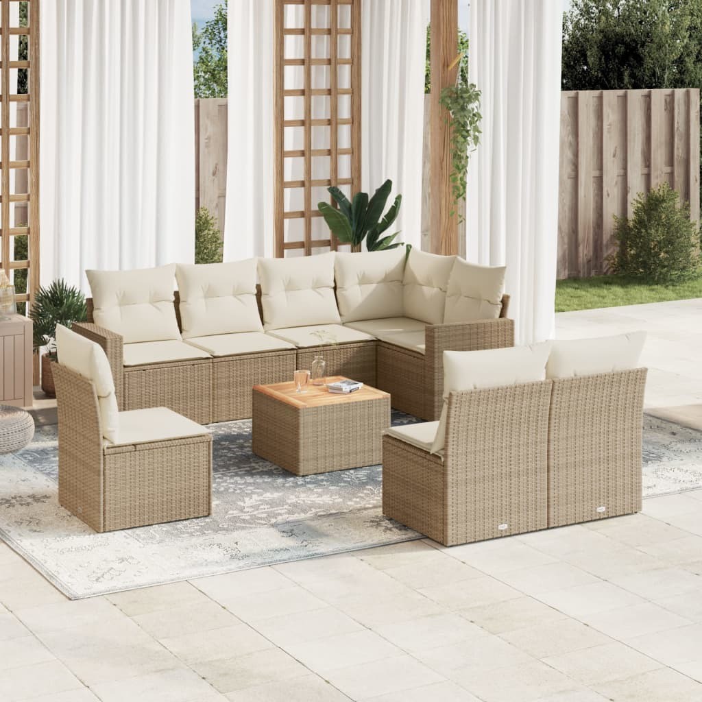Garden Sofa Set Beige PE Rattan Large Modular Garden Sofa Set