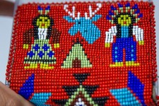 Vintage 1950s Native American Beaded Leather Bifold Wallet Coin Purse