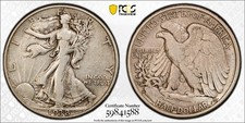 1938 D WALKING LIBERTY HALF DOLLAR PCGS VF35 50C COIN KEY DATE FREE SHIPPING