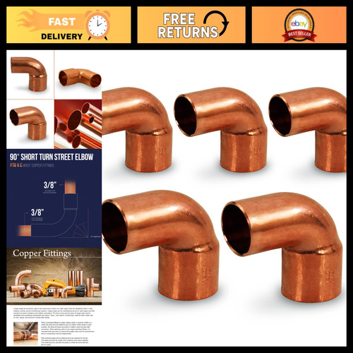 90° Short Turn Street Elbow Copper Fittings - 3/8" Plumbing Pipe Connector