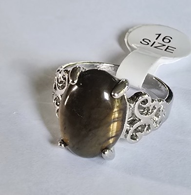 TIGEREYE POLISHED CABECHON NEW SIZE 6 QUALITY FOREVER SILVER FASHIONISTA  RING