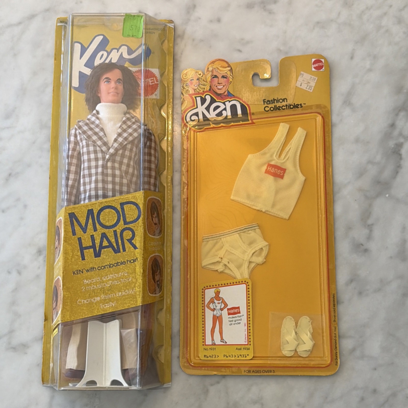 Mattel Ken Doll Vintage NBO 1970s Mod comb-able Hair, mustac