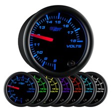 Glowshift 18v Volt Voltmeter Voltage Battery Gauge Kit W Sensor Black 7 Color