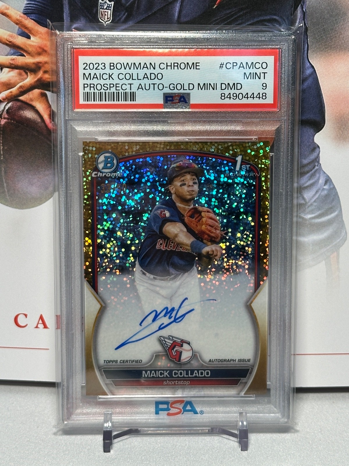 2023 Bowman Chrome 1st Auto Gold Mini Diamond #CPA-MCO Maick Collado /50 PSA 9
