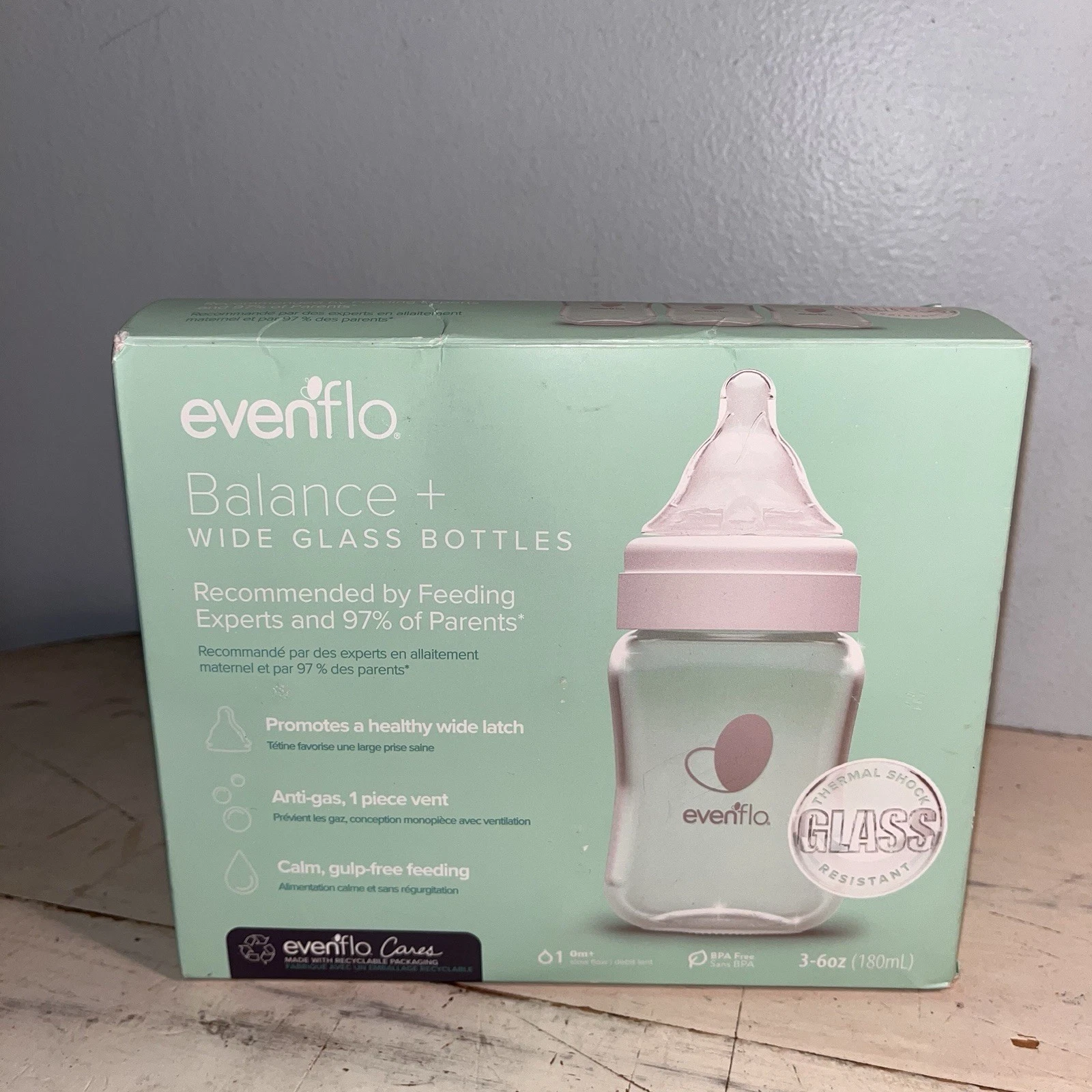 Evenflo Balance Wide-Neck Glass Anti-Colic Baby Bottles - 6oz (3 Pack) NEW
Opens in a new window or