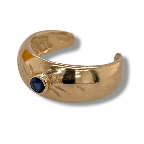 9ct Yellow Gold Patterned Toe Ring With Blue Synthetic Stone 1.6g Preloved