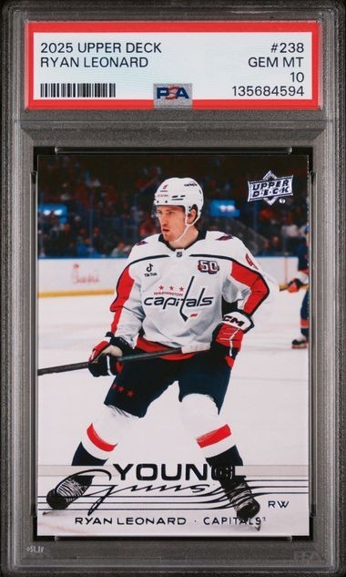 RYAN LEONARD 2025-26 Upper Deck Young Guns #238 WASHINGTON PSA 10 💎 💎 💎