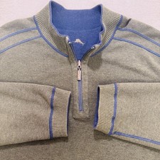 Tommy Bahama 1/4 Zip Sweater Men L Blue Green LS Reversible
