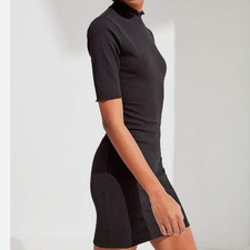 Urban Outfitters Black Ribbed Mock Neck Bodycon Mini Dress Size Small