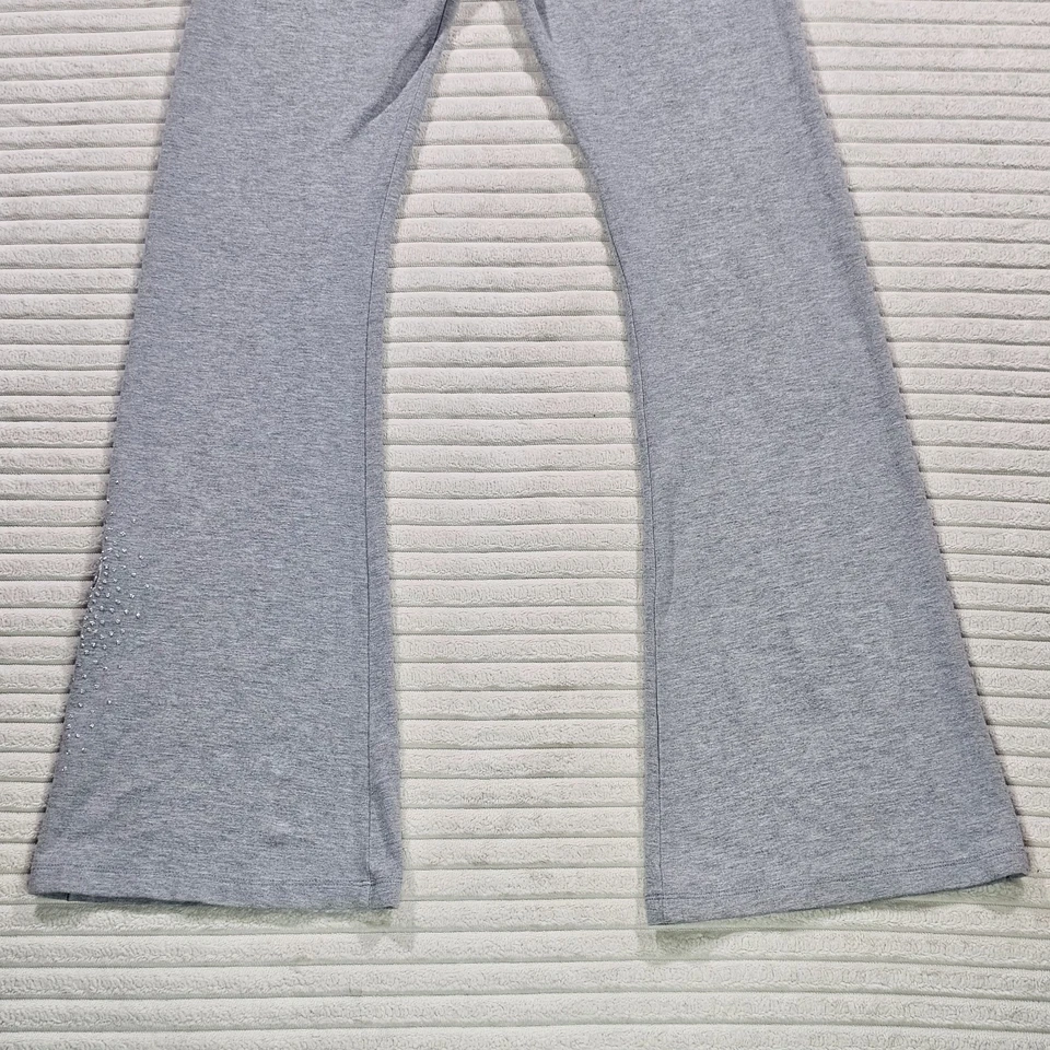 Calça Leggings Feminina LOVE PINK Yoga Cinza Médio Dobrável Flare Bling Antiga Y2K - Imagem 4 de 4