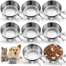 41oz Stainless Steel Hanging Dog Crate Bowl Non-Spill Kennel Cage Screw Clamp