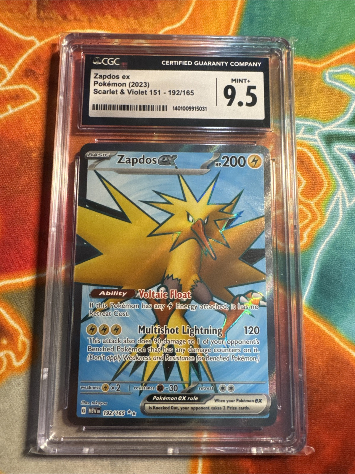Zapdos EX 192/165 CGC 9.5 Mint+ Pokémon Card English 151 ULTRA
