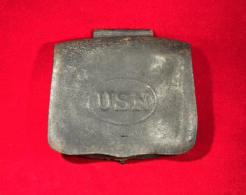 SCARCE CIVIL WAR US NAVY BLACK LEATHER CARTRIDGE BOX