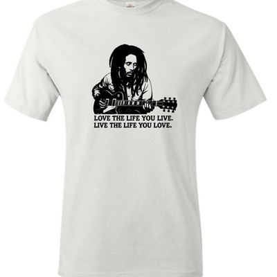 Bob Marley Vintage Graphic Tee-Love Your Life-Rock Reggae Peace New Shirt