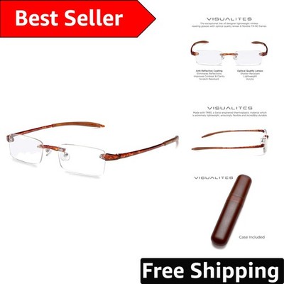 Elegant Rimless Reading Glasses for Men and Women - Lightweight Tortoise Design