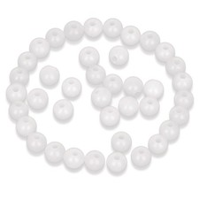AD Beads Natural Gemstone 8mm Round Loose Big Hole Large, White Jade