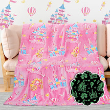 Glow in the Dark Princess Blanket for Girls - Princess Castle Gifts Toys for Gir