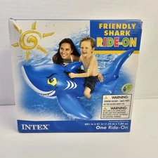 Inflatable Intex Friendly Shark Ride-On 60.5x41 2011 Blow Up Rider Blue NEW 