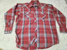 Vintage Wrangler Cowboy Cut Pearl Snap X-Long Tails Big Man's Fit 18-35 Shirt
