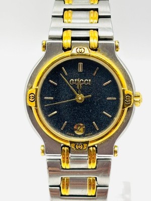 Exc+5] GUCCI 9000L Two-Tone Silver Dial Quartz Women's Watch Used