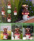 Yeomoo Solar Highland Cow Garden Ornament Resin with LED Flowers – Brown photo 5