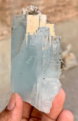 250g Aesthetic Aquamarine Crystals with Muscovite Specimen From Nagar Pakistan 