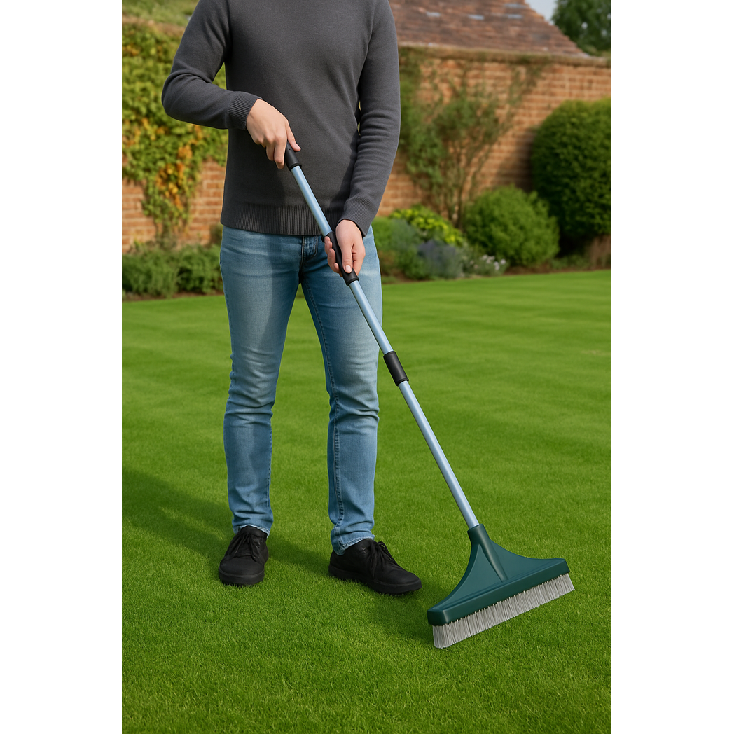 Artificial Grass Rake Telescopic Lawn Brush Garden Turf Cleaner Grooming Tool - Image 2