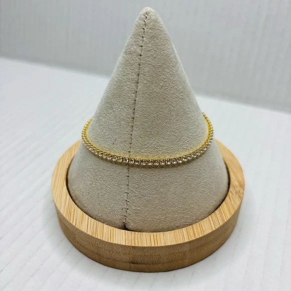 New SHASHI Gold-Tone CZ Adjustable Slider Tennis Bracelet - Image 2 of 4