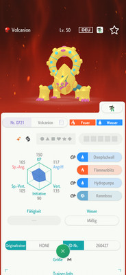  Pokémon Volcanion Shiny Level 50  Event  - Deutsch - Pokémon Home - HOME 